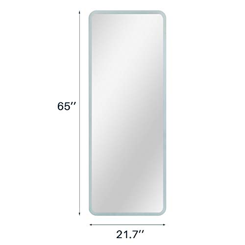 H&A LED Full Length Mirror for Wall, Premium Bathroom Mirrors for Vanity with Lights and Anti Fog Function, Touch Switch Control Vertical & Horizontal Wall Mounted Lighted Bedroom Mirror, 65Lx22W