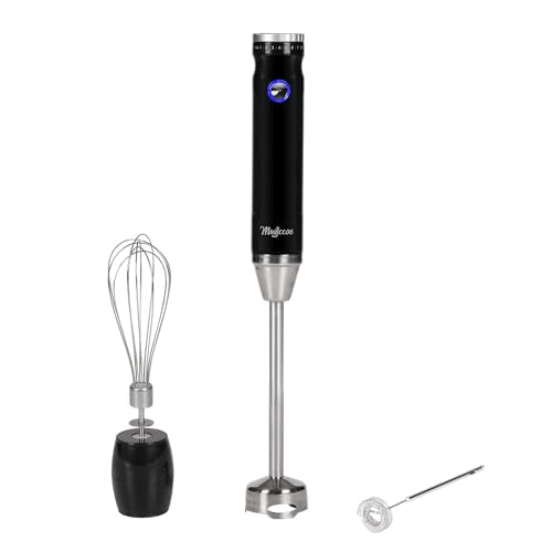 Magiccos Immersion Stick Hand Blender - 9 Speeds Contorl, Slim Stick Blender Wand, 350W DC Motor, For Shakes and Smoothies, Puree Baby Food & Soup, Whisk & Milk Frother Attachments(Black)