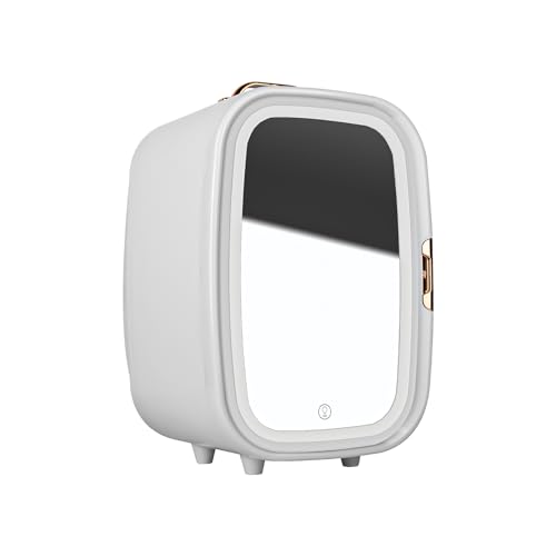 11 Liter Skincare Fridge, Makeup Refrigerator with Dimmable LED Mirror Door, Personal Beauty Fridge with Cooler & Warmer for for All Cosmetics and Skincare Needs