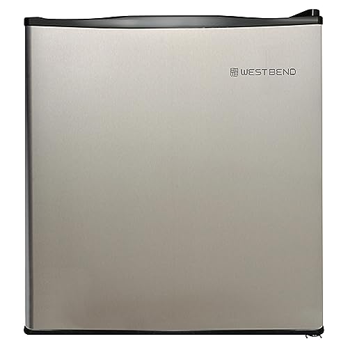 West Bend Mini Fridge Compact Refrigerator for Home Office or Dorm, Auto Defrost with Reversible Door, Energy Star Rated, 1.7-Cu.Ft., Metallic