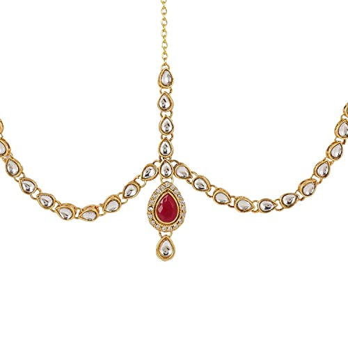 Efulgenz Mothers Day Gift Indian Bollywood Vintage Gold Tone Mange Tikka Crystal Pearl Head Chain Bridal Wedding Jewelry Hair Accessories