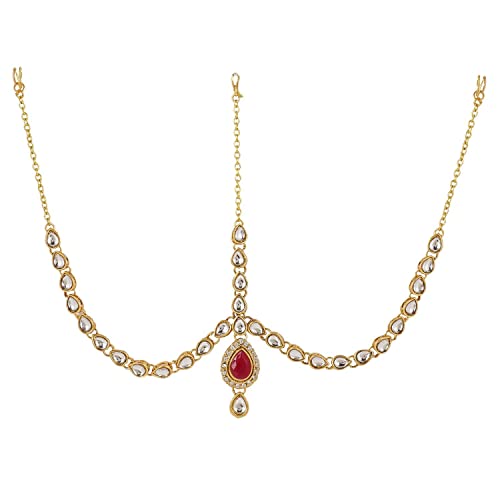 Efulgenz Mothers Day Gift Indian Bollywood Vintage Gold Tone Mange Tikka Crystal Pearl Head Chain Bridal Wedding Jewelry Hair Accessories
