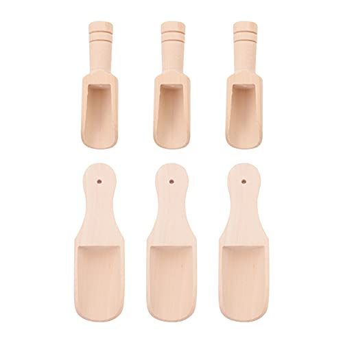 Veemoon 6pcs wooden flour scoop bath salt scoop sugar large wooden scoop washing small soup coffee condiments honey kitchen tool tea furniture
