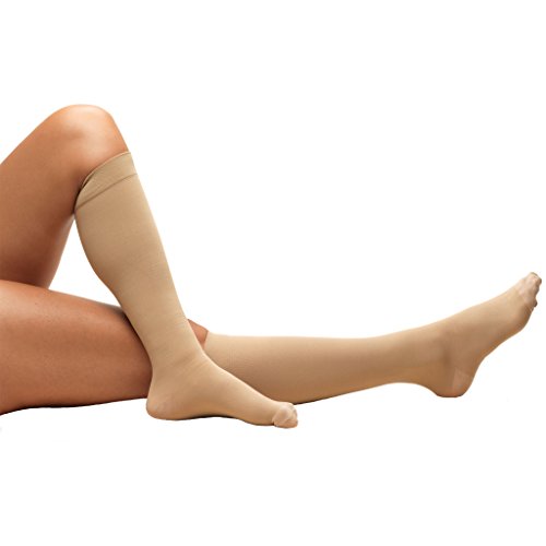 Truform Surgical Stockings, 18 mmHg Compression for Men and Women, Knee High Length, Closed Toe, Beige, X-Large