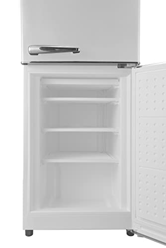 Galanz GLR74BWER12 Bottom Mount Retro Refrigerator Frost Free Dual Door Fridge Adjustable Electrical Thermostat Control, 7.4 Cu Ft, White