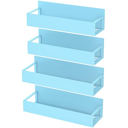 4 Pack Magnetic Spice Storage Rack Organizer for Refrigerator and Oven, Blue Fridge Organizers and Storage