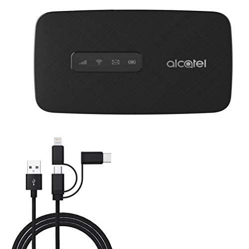 BoxWave Cable Compatible with Alcatel LINKZONE Mobile Hotspot - AllCharge 3-in-1 Cable for Alcatel LINKZONE Mobile Hotspot - Jet Black