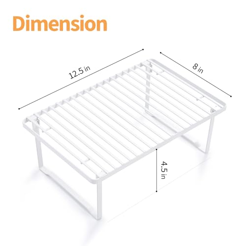 Amazon Basics Stackable Metal Kitchen Storage Shelves, Set of 2 - White, 12.5" L x 8" D x 4.5" H