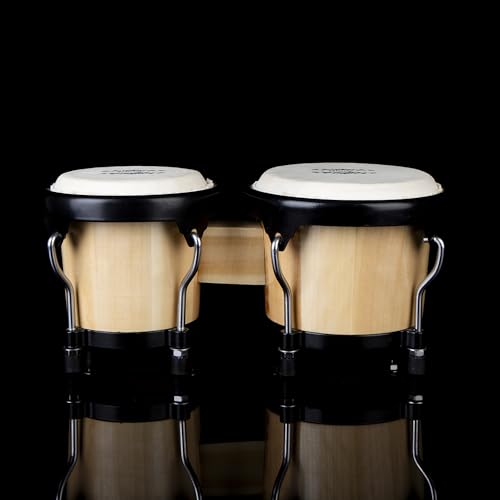 Glory Bongo Drums 4” and 5” Wood Percussion Instrument Bongos with bag and tuning Key,Natural