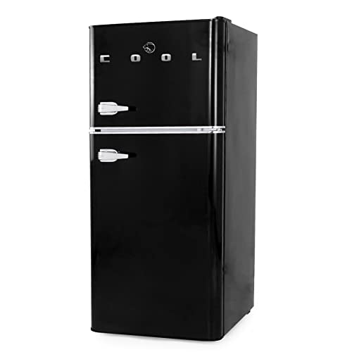 Commercial Cool CCRRD45HB 4.5 Cu. Ft True Freezer, Vintage Style, Retro Fridge with 2 Slide-Out Glass Shelves,Black Refrigerator