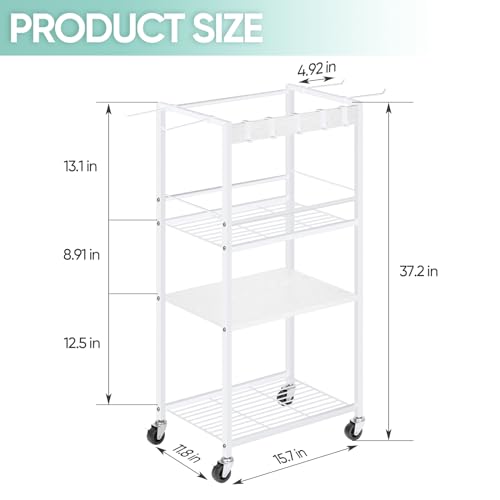 HEOMU Yoga Mat Storage Rack, Home Gym Storage Rack for Dumbbells Kettlebells, Gym Organizer Gym Equipment Storage Cart with Wheels and Hooks, Black