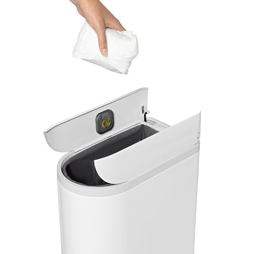 simplehuman Diaper Can, 18 Liter/ 4.8 Gallon, White Stainless Steel