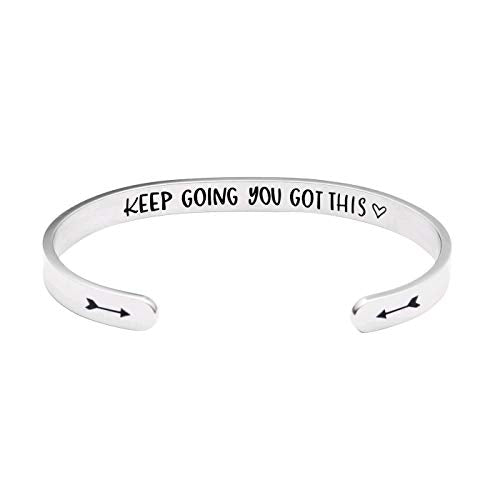 Keep Going You Got This Cuff Bracelet, Inspirational Motivational Gift, Friends BFF Sisters Encouragement Gift,Uplifting Gift for Her, Strength Jewelry, Arrow Symbols, Secret Message