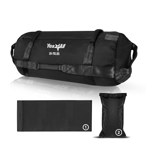 Yes4All Sandbags for Working Out - Heavy Duty Sandbag for Weight Fitness, 25-200LBS, Lifting Sand Bag - Multi Color & Size