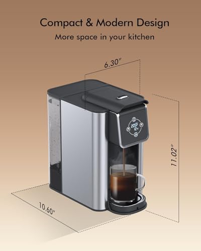SIFENE 3-in-1 Single Serve Coffee Maker for K-pods, Ground Coffee, and Loose Leaf Tea, Custom Temperature and Strength Control, Quick Brew with Large 50 oz Reservoir