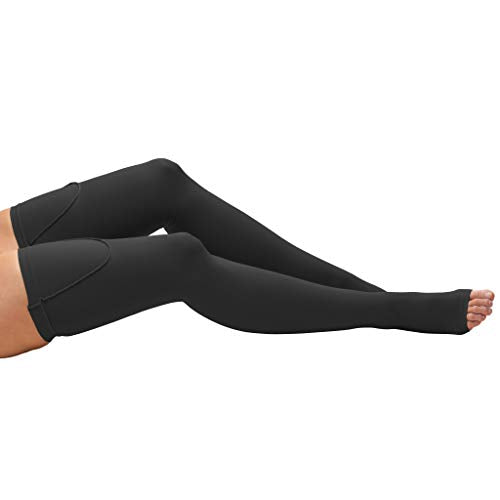 Truform Surgical Stockings, 18 mmHg Compression for Men and Women, Thigh High Length, Open Toe, Black, X-Large