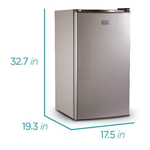 BLACK+DECKER BCRK32V Compact Refrigerator Energy Star Single Door Mini Fridge with Freezer, 3.2 Cubic Ft., VCM, Gray