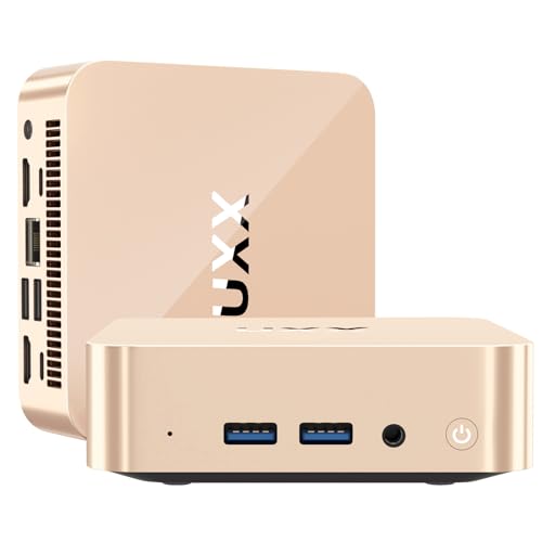 2023 Latest Mini PC, N5095 Desktop Computer, 8GB DDR4X RAM/256GB M.2 2280 SSD+Expandable M.2 2242 SSD+M.2 WiFi, 4K Triple Display with Mouse/USB/BT/LAN/HD/Type-C/Metal Frame-Gold