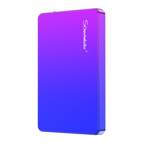 Somnambulist 1TB Portable External Hard Drive USB3.0 Ultra Slim HDD Storage Compatible for PC, Desktop, Laptop, Game Console, PS4 （Blue Purple Gradient） YD0002 1TB External HDD