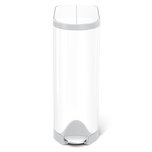 simplehuman Diaper Can, 18 Liter/ 4.8 Gallon, White Stainless Steel