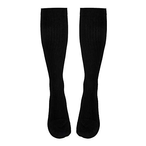 Truform Compression Socks, 20-30 mmHg, Men's Gym Socks, Knee High Over Calf Length, Black, X-Large