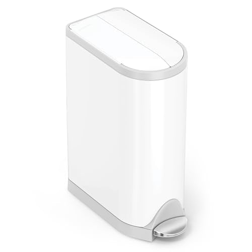 simplehuman Diaper Can, 18 Liter/ 4.8 Gallon, White Stainless Steel