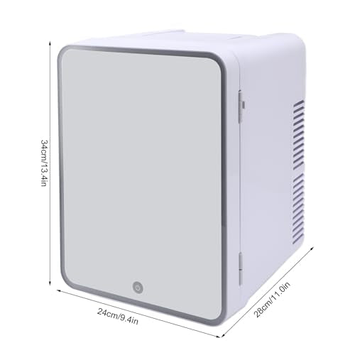 Personal Beauty Fridge, Mirrored Door with LED Light Cooling and Warming Function Refrigerator for All Cosmetics and Skincare Needs, Professional Efficient Low Power 10 Liter(U.S. regulations)