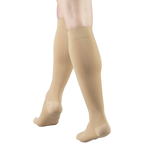 Truform Surgical Stockings, 18 mmHg Compression for Men and Women, Knee High Length, Closed Toe, Beige, X-Large