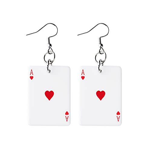 Playing Card Earrings Poker Drop Earrings Charms Fashion Leisure Casino Games Style Hip Hop Jewellery Earring for Women Girls Party 1Pair