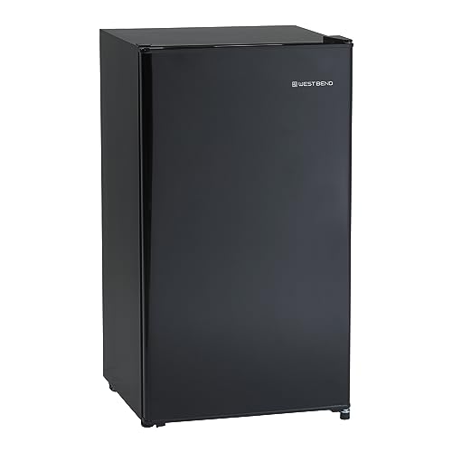 West Bend Mini Fridge Compact Refrigerator for Home Office or Dorm, Auto Defrost with Reversible Door, Energy Star Rated, 3.2-Cu.Ft., Black