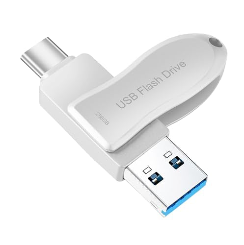 USB Flash Drive 256GB for Phone Thumb Drive Photo Stick Android USB C Memory Stick Photo Storage DEZOBYTE Compatible Phone Pad Pro Android USB C and Computer Silver-HL 256GB