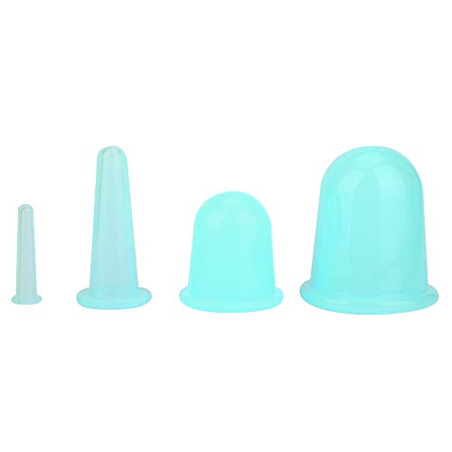 4pcs Silicone Gel Facial Cupping Set,Vacuum Massage Cup Kit,Vaccum Facial Massager Cupping Cup Face Lifting Firming Care for Body Face Neck Back Eye(Green)