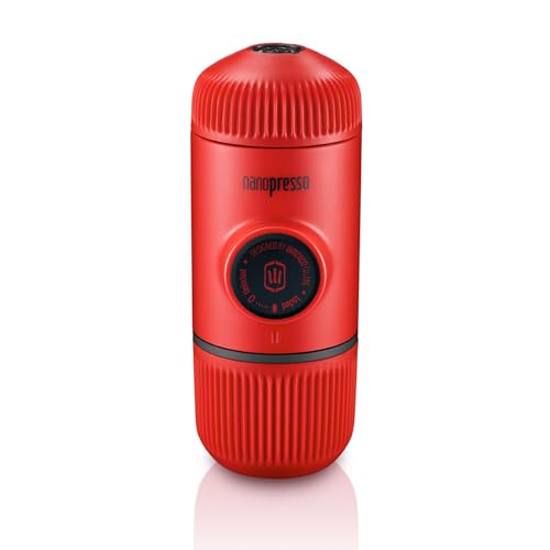 WACACO Nanopresso Portable Espresso Maker, Upgrade Version of Minipresso, 18 Bar Pressure, Mini Travel Coffee Machine, Manually Operated, Perfect for Camping and Hiking, Red