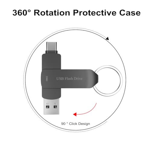 USB Flash Drive 256GB USB C Thumb Drive Android Phone Photo Stick High Speed Data Storage Memory Stick BEIMI for Android USB C Phone Devices Pad Air MacBook Pro and Computers Black 256G