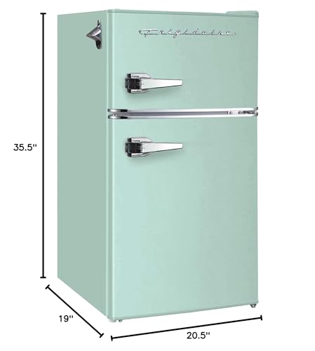 Frigidaire EFR840-MINT EFR840 Retro Mini Fridge with Freezer & Side Bottle Opener-Small 2 Door Refrigerator for Office Bar or College Dorm Room-3.2 Cu Ft, Mint