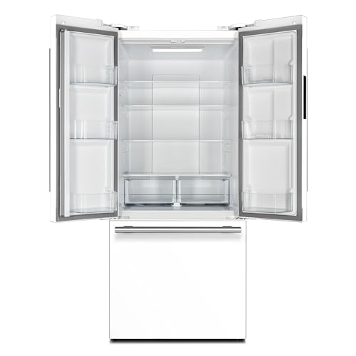 Forno 36'' Espresso Gallipoli French Door Stainless Steel Refrigerator - 17.5 Cu.ft Kitchen Fridge with LED Display and Ice Maker - Frost-free Swing Double Door Fridge with Inverter Compressor, White