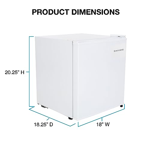 West Bend Mini Fridge Compact Refrigerator for Home Office or Dorm, Auto Defrost with Reversible Door, Energy Star Rated, 1.7-Cu.Ft., White