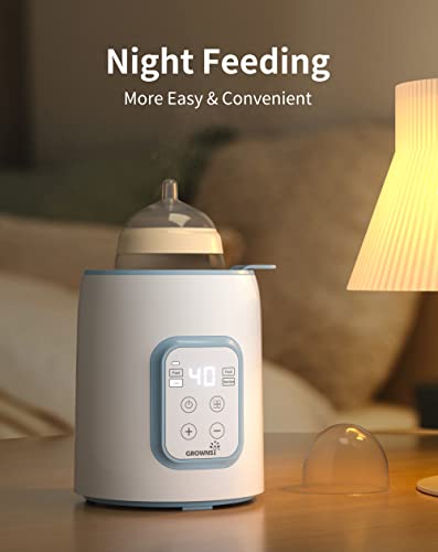 GROWNSY Bottle Warmer, 8-in-1 Fast Baby Milk Warmer with Timer for Breastmilk or Formula, Accurate Temperature Control, Multifunctional Baby Bottle Warmers for All Bottles- Blue