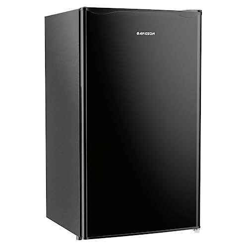 BANGSON Mini Fridge with Freezer, 3.2Cu.Ft, Single Door Small Refrigerator, Energy-efficient, Low Noise, Mini fridge for Bedroom Dorm and Office, Black…