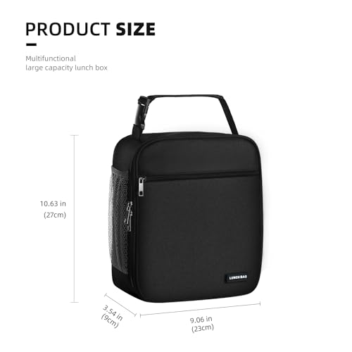 Lunch box Lunch bag for men women Large capacity Lunchbox Reusable Lunch bags Insulated Lunch bag Lunch box cooler (Black)