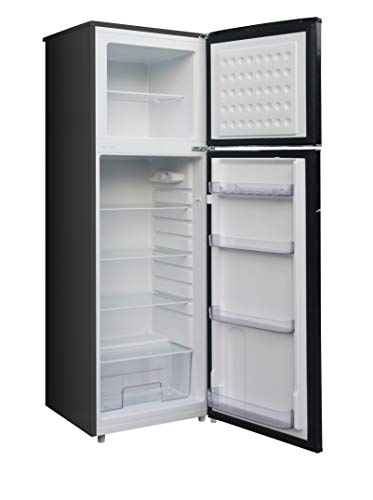 RCA RFR1055-BLACK, Retro 2 Door Apartment Size Refrigerator with Freezer, 10, Black, cu ft