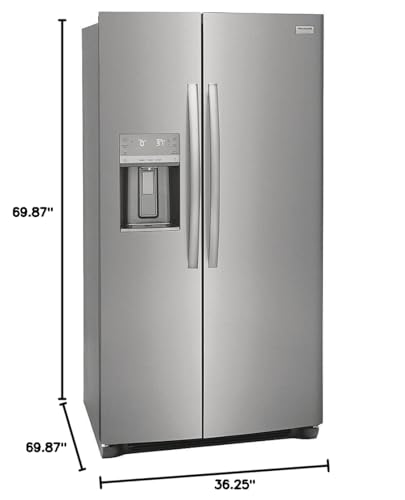 Frigidaire GRSS2652AF 36" Gallery Series Freestanding Side by Side Refrigerator with 25.6 cu. ft. Capacity, 3 Glass Shelves, Crisper Drawer, Ice Maker, Energy Star Certified in Stainless Steel