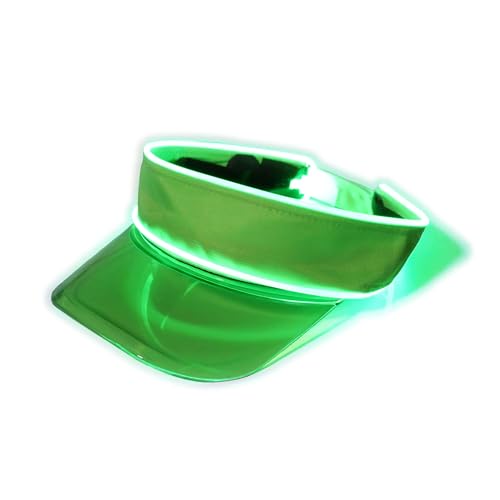 LED Neon Visor Hat Sport Cap - Rechargebale Light Up Rave Hat Festival Accessory Adjustable Retro Sun Visor for Women and Men