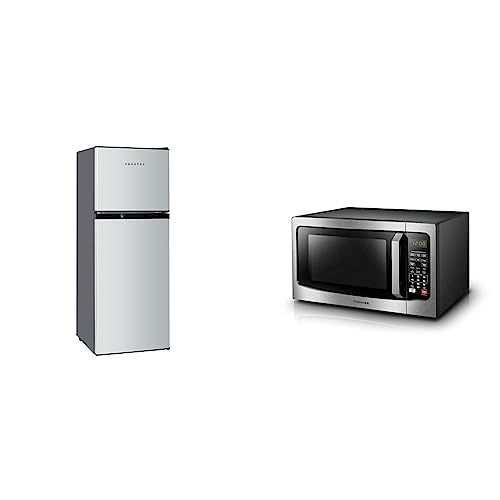 Frestec 4.7 CU' Refrigerator, Mini Fridge with Freezer, Compact Refrigerator,Small Refrigerator & TOSHIBA EM131A5C-SS Countertop Microwave Oven, 1.2 Cu Ft with 12.4" Turntable, Smart Humidity Sensor