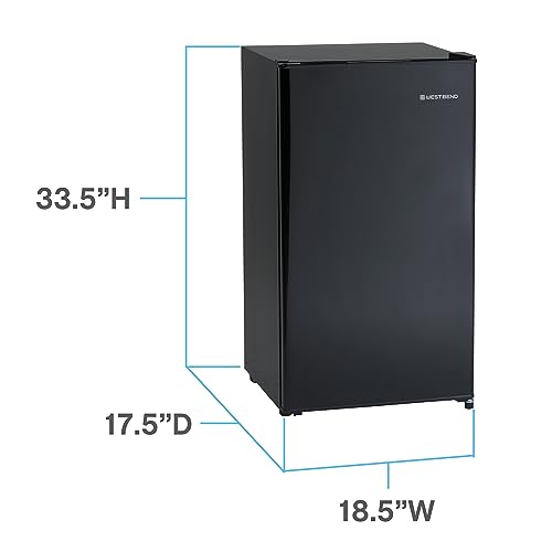 West Bend Mini Fridge Compact Refrigerator for Home Office or Dorm, Auto Defrost with Reversible Door, Energy Star Rated, 3.2-Cu.Ft., Black