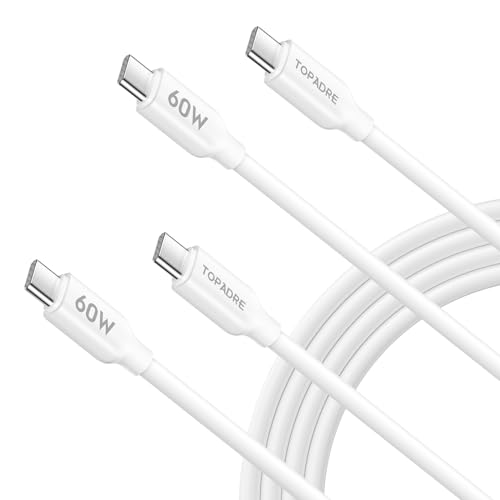 USB C to USB C Cable 60W(2-Pack 4.9ft 3A), Fast Charging Cable for iPhone 15/15 Pro/15 Plus/15 Pro Max, iPad Pro 2022, MacBook Air/Pro, for Samsung Galaxy S24/S23/S22, Switch, White