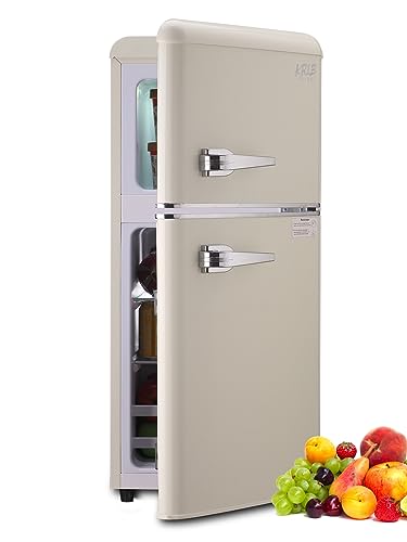 KRIB BLING Retro Refrigerator with Freezer 3.5 Cu.Ft with 7 Level Adju