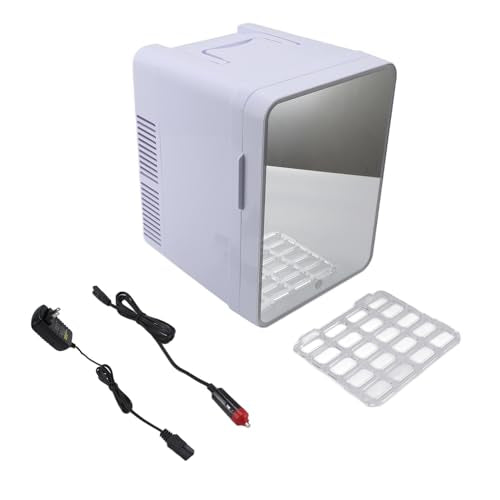 Personal Beauty Fridge, Mirrored Door with LED Light Cooling and Warming Function Refrigerator for All Cosmetics and Skincare Needs, Professional Efficient Low Power 10 Liter(U.S. regulations)