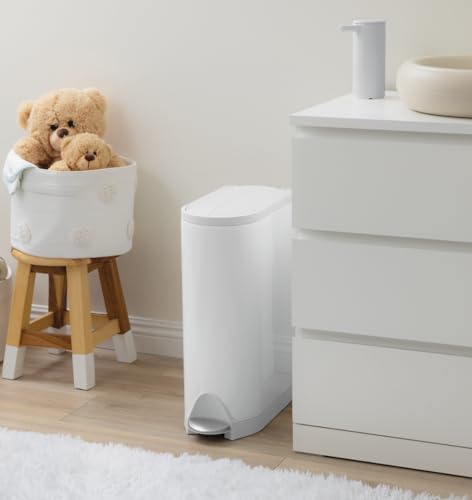 simplehuman Diaper Can, 18 Liter/ 4.8 Gallon, White Stainless Steel