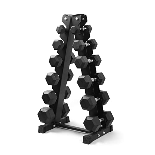 RITFIT 300/350/450/200/210 LB Rubber Hex Dumbbells Set with Optional Dumbbell Rack, Multi Weight Set to Choose, Ideal for Home Gym and Fitness